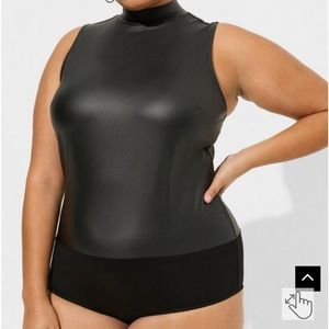 Faux leather bodysuit
